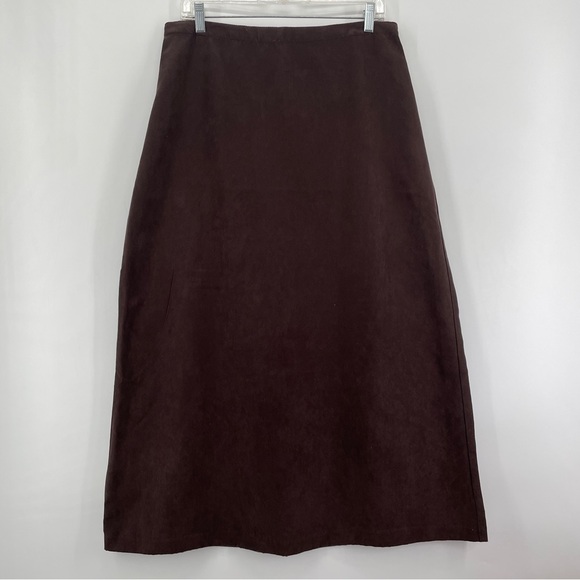 Northern Reflections Dresses & Skirts - Northern Reflection Long Skirt Elastic Waist M/L Chocolate Brown Brushed Slit‎